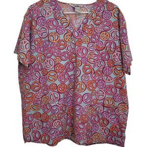 Just Love Women's Peace Sign Scrub Top